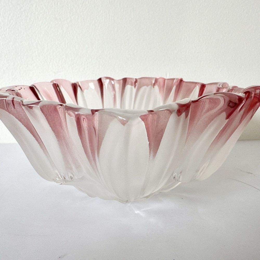 Mikasa Pink & White Crystal tulips‎ Pink Collection 7 inch bowl Decor Glass ￼￼ - Picture 4 of 14